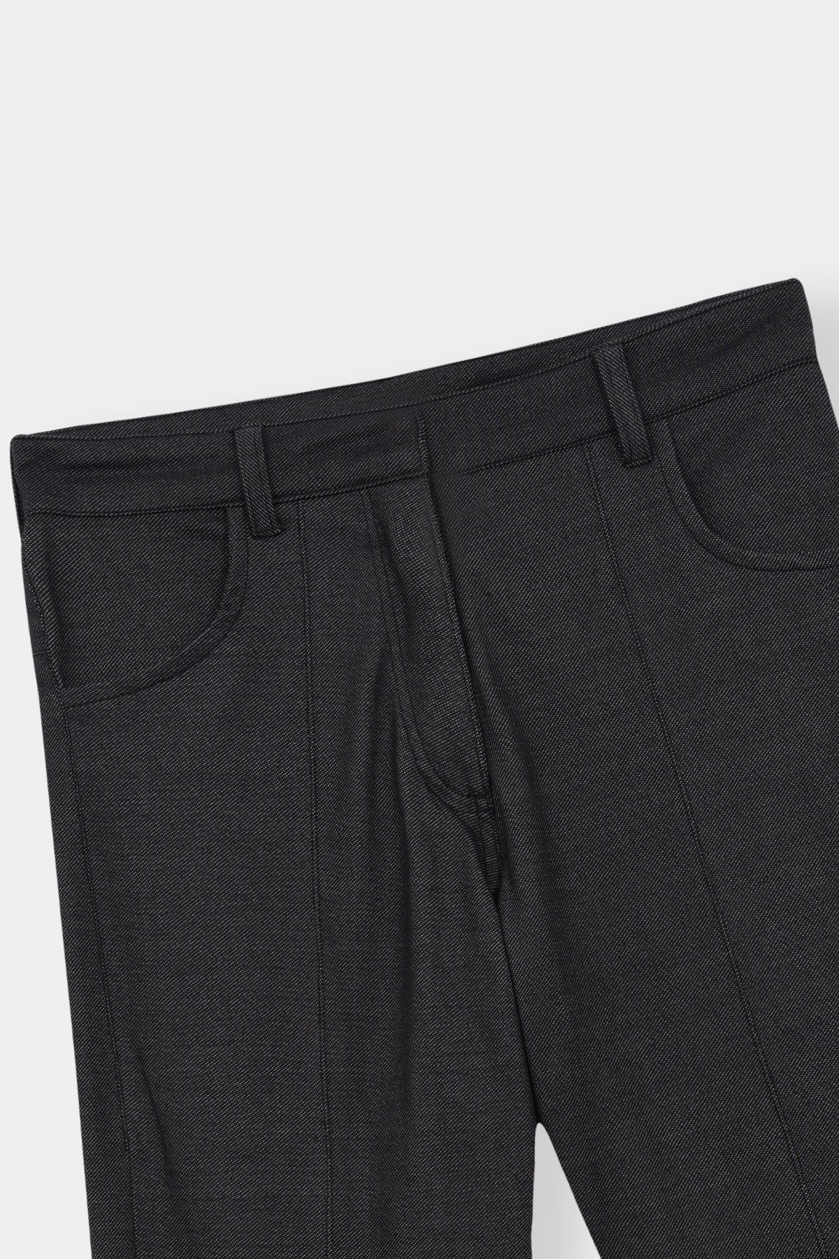 Classic Flared Jet Black Trousers with Pocket Detail
