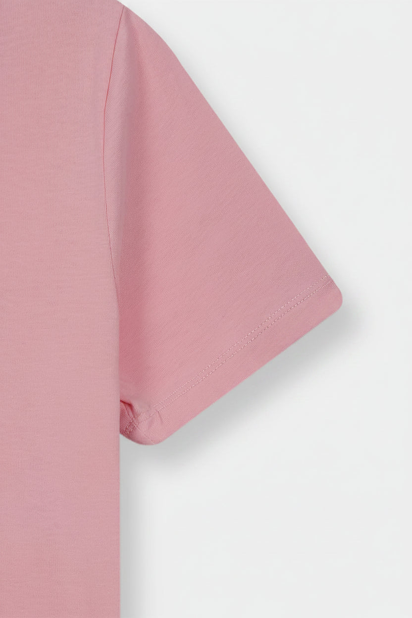 Women "Minimalist Collar Polo Tee – Soft Pink"