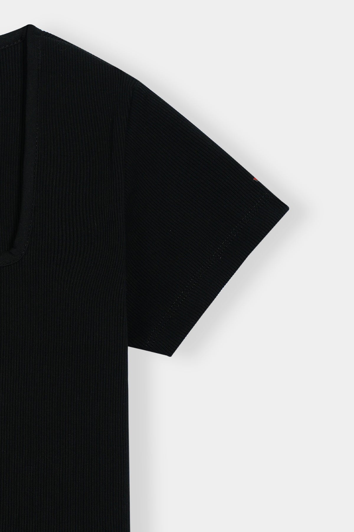 Women’s Black Square Neck Rib Tee