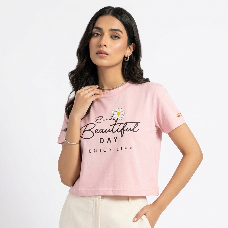 Women Beautiful Day Printed Tee Shirt