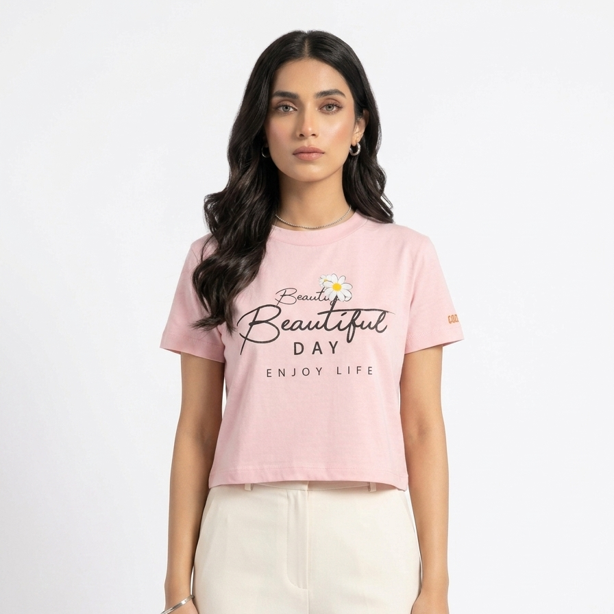 Women Beautiful Day Printed Tee Shirt