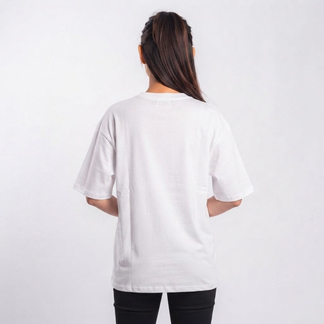 White Drop Shoulder Coffee Harmony Tee Shirt