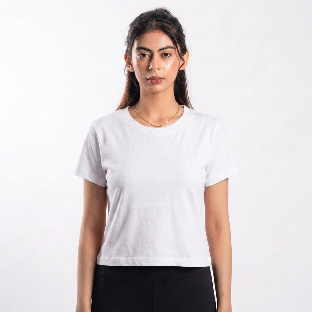 White Crop Top With Back Poet Print
